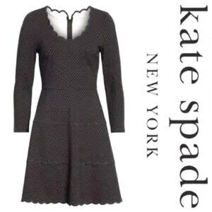 Kate Spade black with white polka dot fit and flare dress-size 2